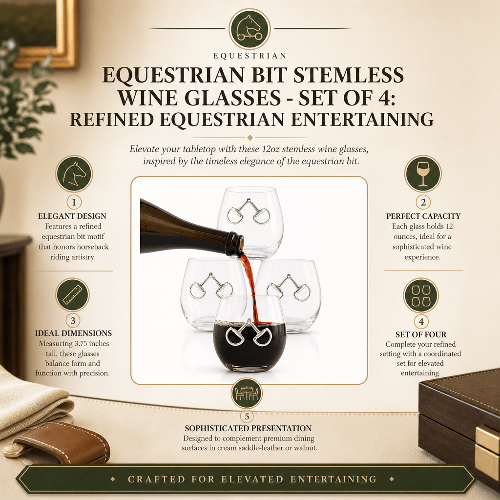 Arthur Court Equestrian Equestrian Bit Stemless Wine Glasses - Set of 4