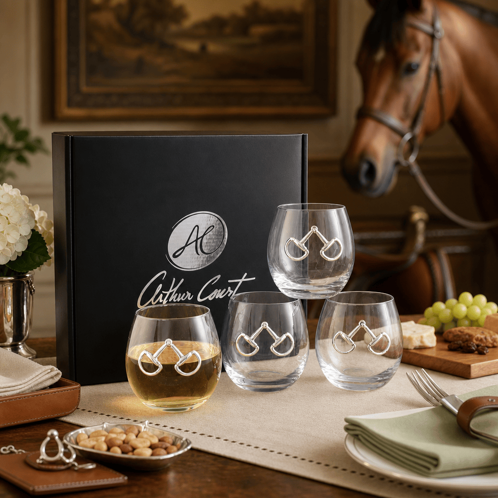 Arthur Court Equestrian Equestrian Bit Stemless Wine Glasses - Set of 4