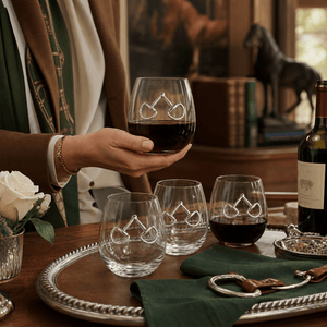 Arthur Court Equestrian Equestrian Bit Stemless Wine Glasses - Set of 4
