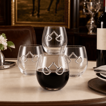 Equestrian Bit Stemless Wine Glasses - Set of 4