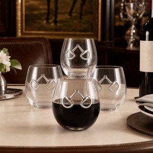 Arthur Court Equestrian Equestrian Bit Stemless Wine Glasses - Set of 4
