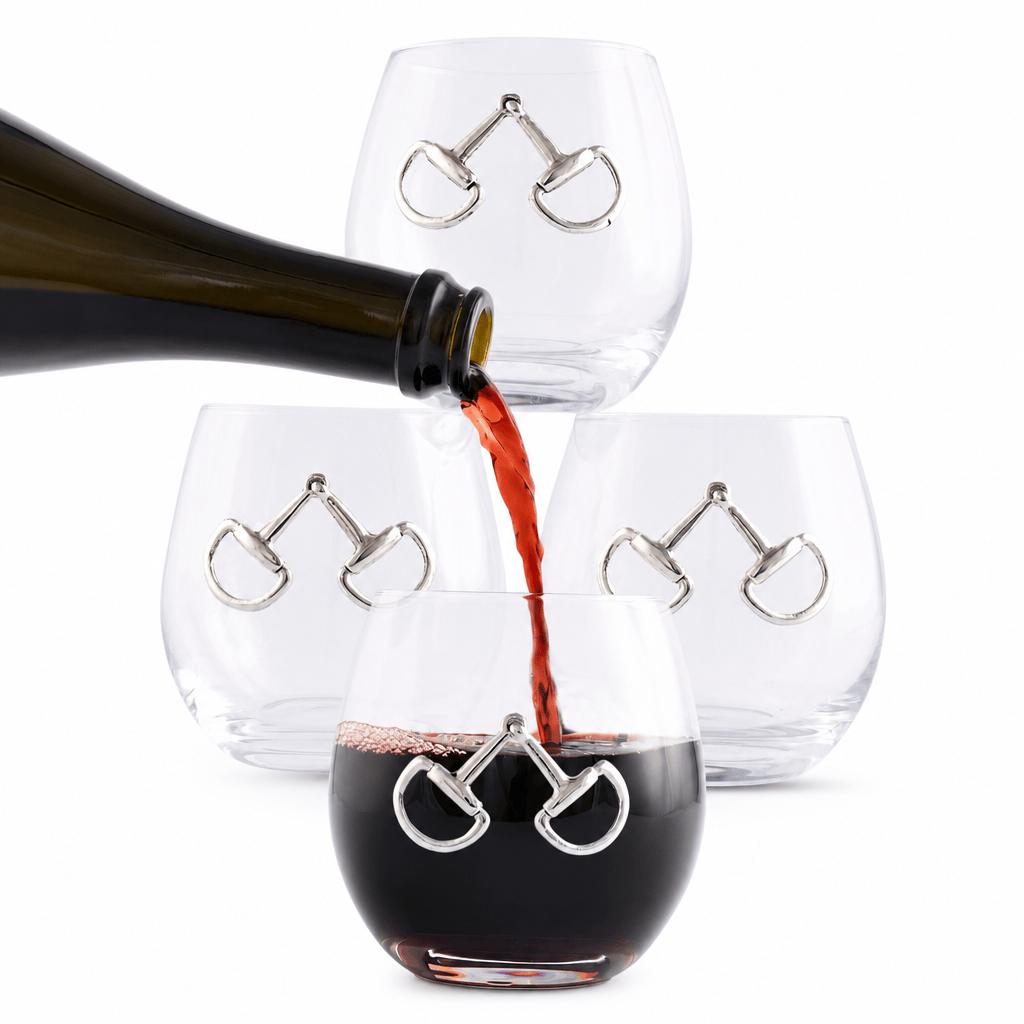 Arthur Court Equestrian Equestrian Bit Stemless Wine Glasses - Set of 4