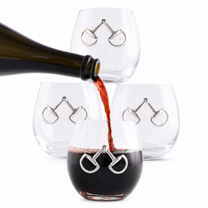 Arthur Court Equestrian Equestrian Bit Stemless Wine Glasses - Set of 4