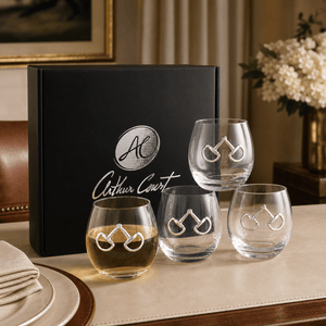 Arthur Court Equestrian Equestrian Bit Stemless Wine Glasses - Set of 4