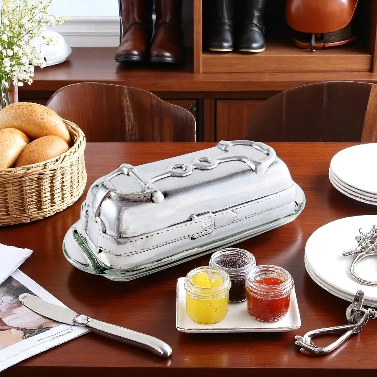 Arthur Court Equestrian Equestrian Butter Dish