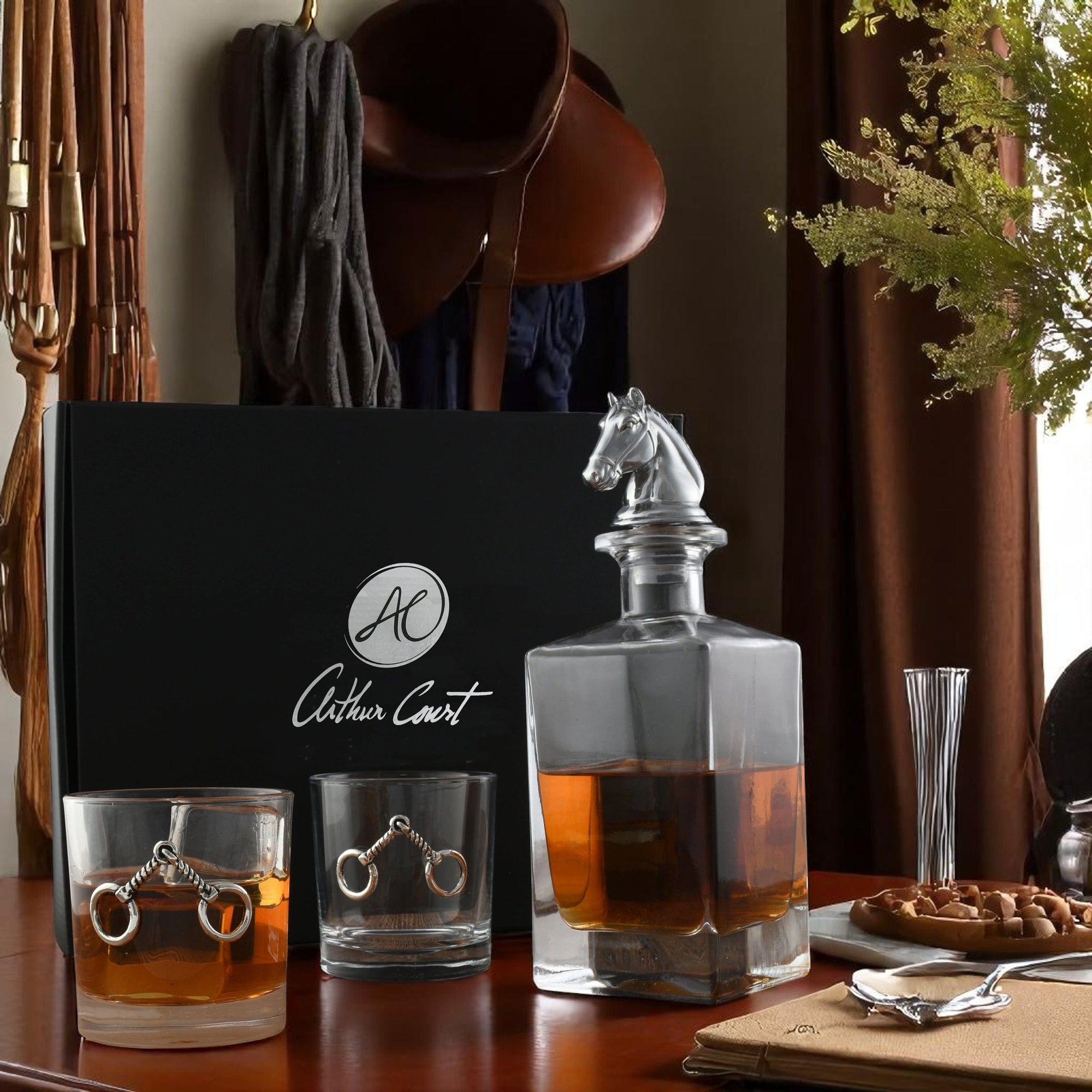 Arthur Court Equestrian Equestrian Decanter Set with Glasses