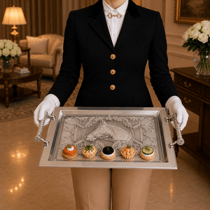 Arthur Court Equestrian Equestrian Horse Glass Top Serving Tray