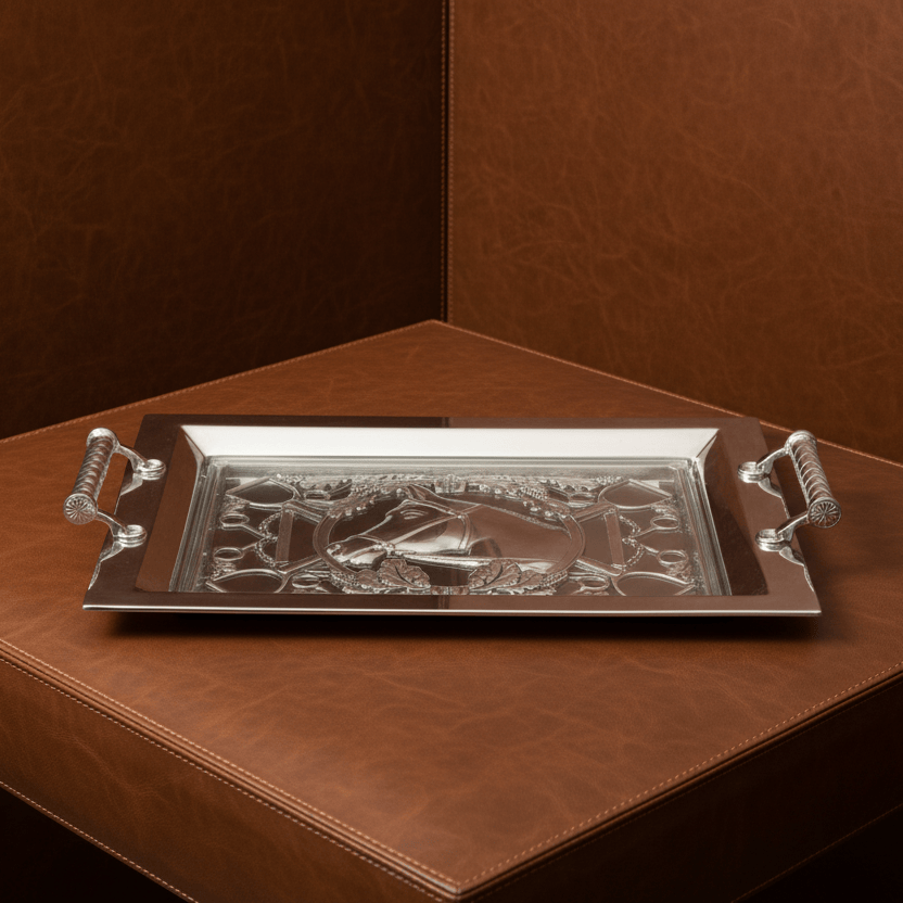 Arthur Court Equestrian Equestrian Horse Glass Top Serving Tray