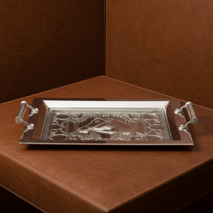 Arthur Court Equestrian Equestrian Horse Glass Top Serving Tray