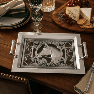 Arthur Court Equestrian Equestrian Horse Glass Top Serving Tray