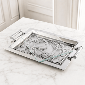Arthur Court Equestrian Equestrian Horse Glass Top Serving Tray