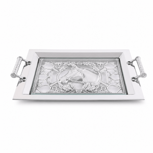 Arthur Court Equestrian Equestrian Horse Glass Top Serving Tray