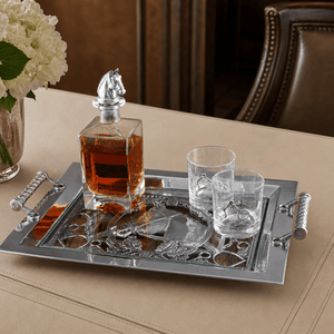 Arthur Court Equestrian Equestrian Horse Glass Top Serving Tray