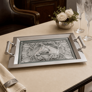 Arthur Court Equestrian Equestrian Horse Glass Top Serving Tray