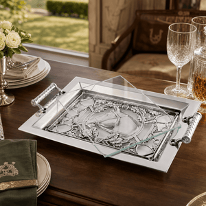 Arthur Court Equestrian Equestrian Horse Glass Top Serving Tray