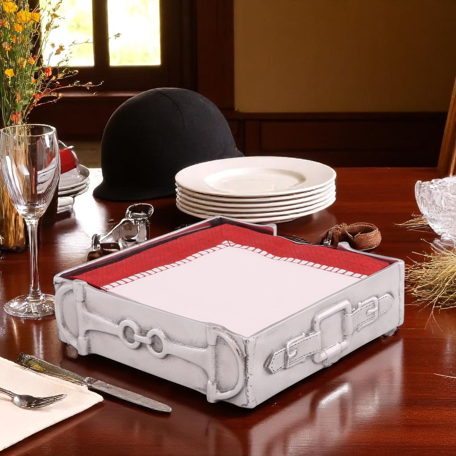 Arthur Court Equestrian Equestrian Luncheon Napkin Box