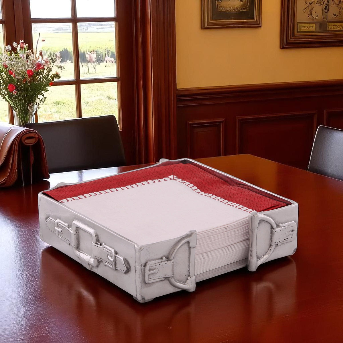 Arthur Court Equestrian Equestrian Luncheon Napkin Box