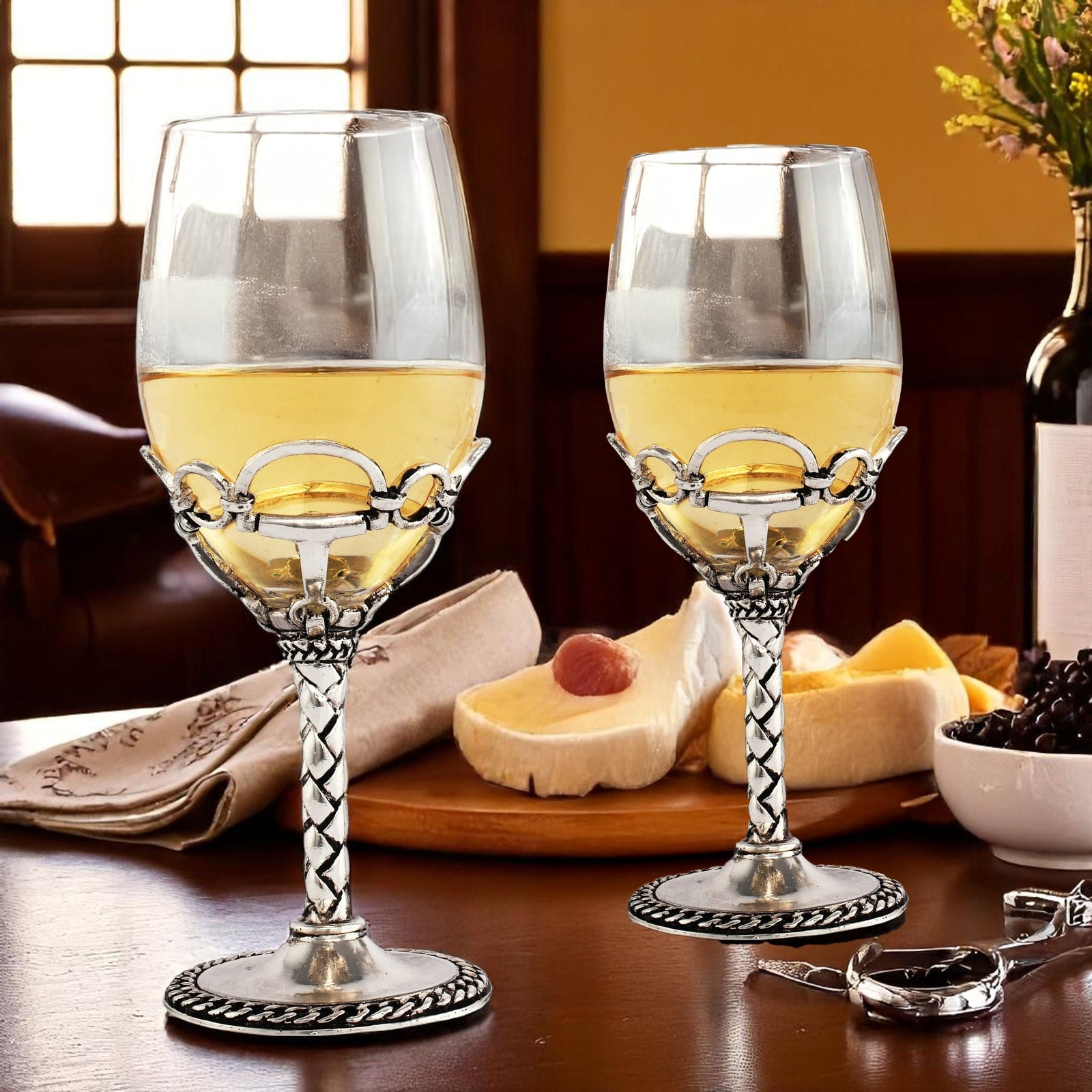 Arthur Court Equestrian Equestrian Pair of Wine Glasses