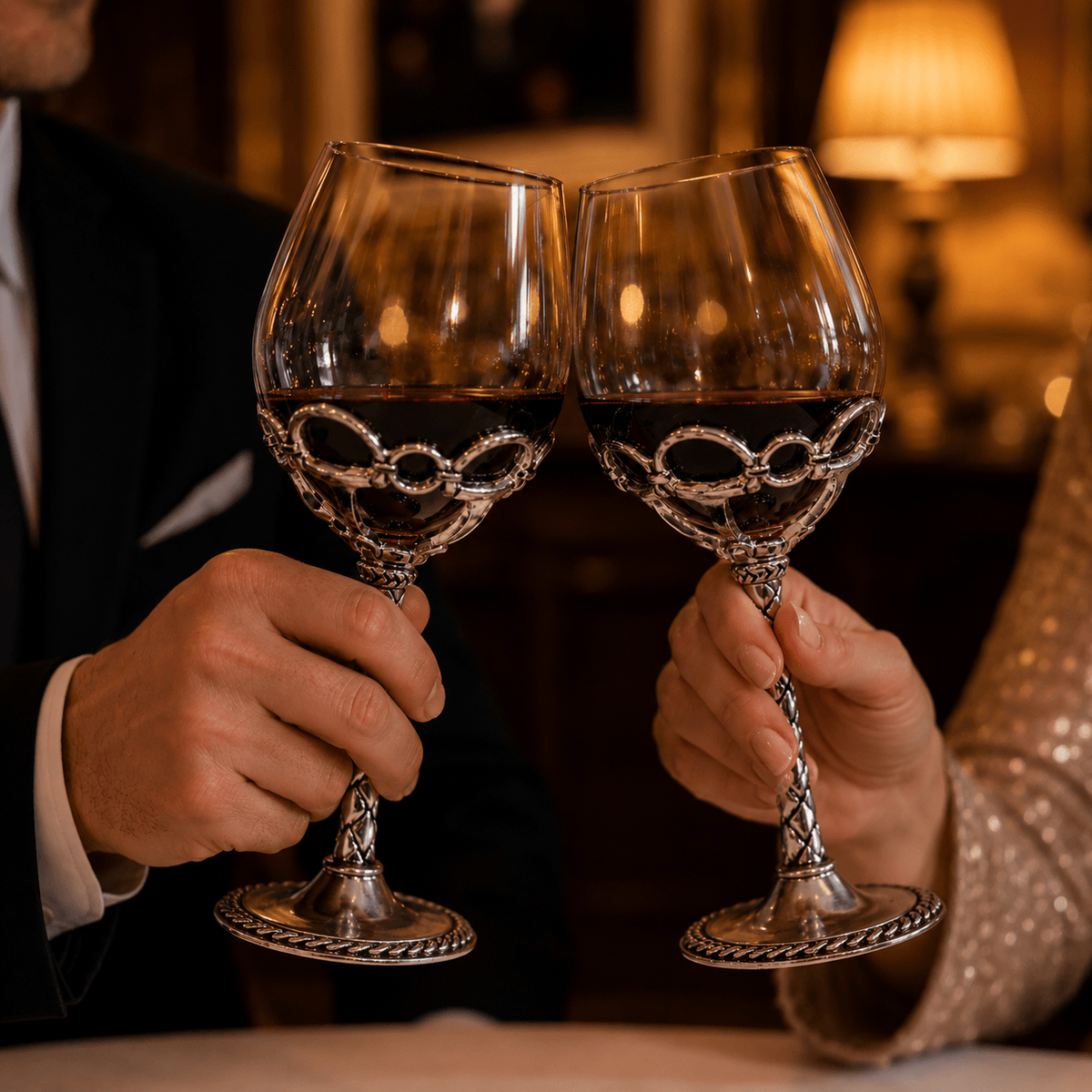Arthur Court Equestrian Equestrian Pair of Wine Glasses