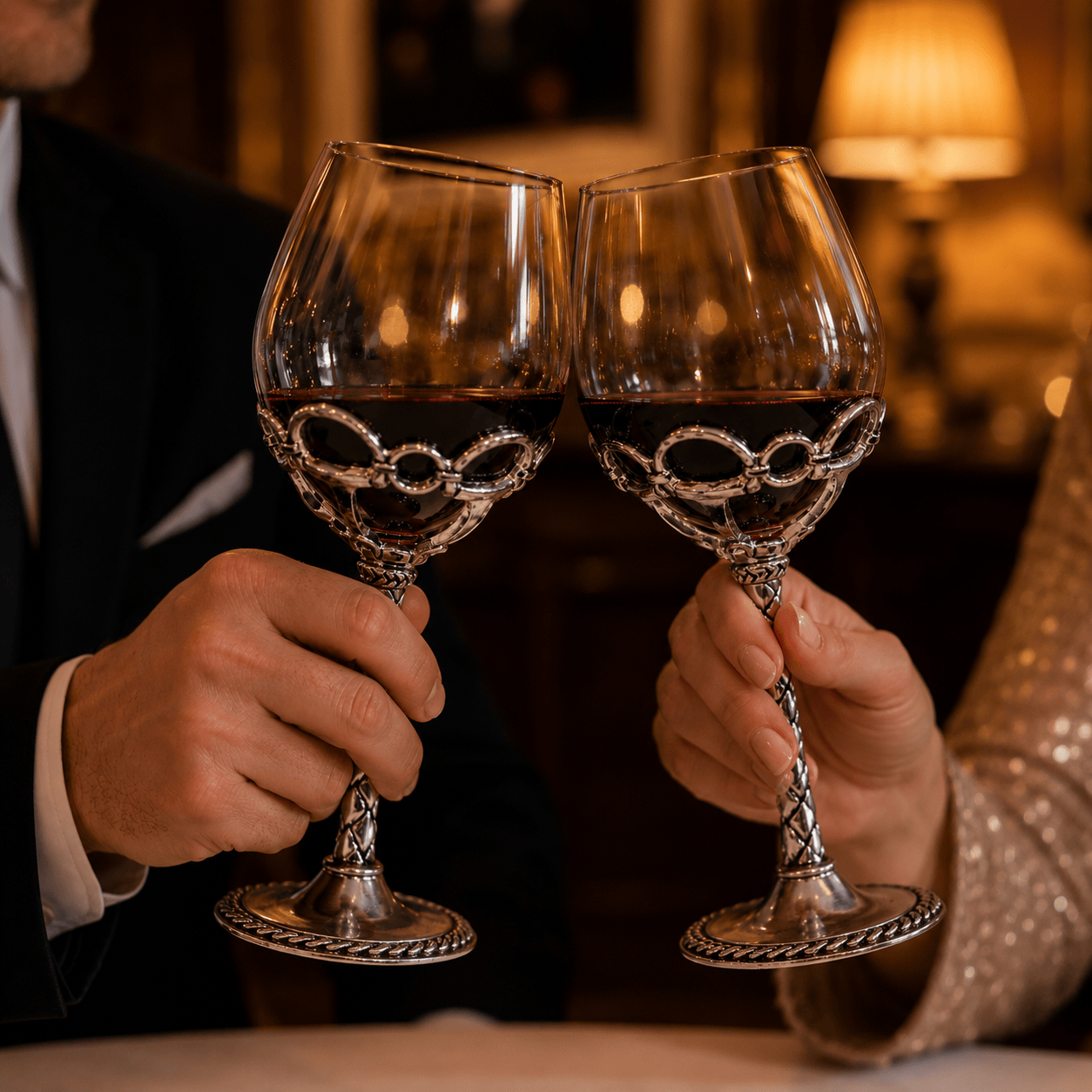 Arthur Court Equestrian Equestrian Pair of Wine Glasses