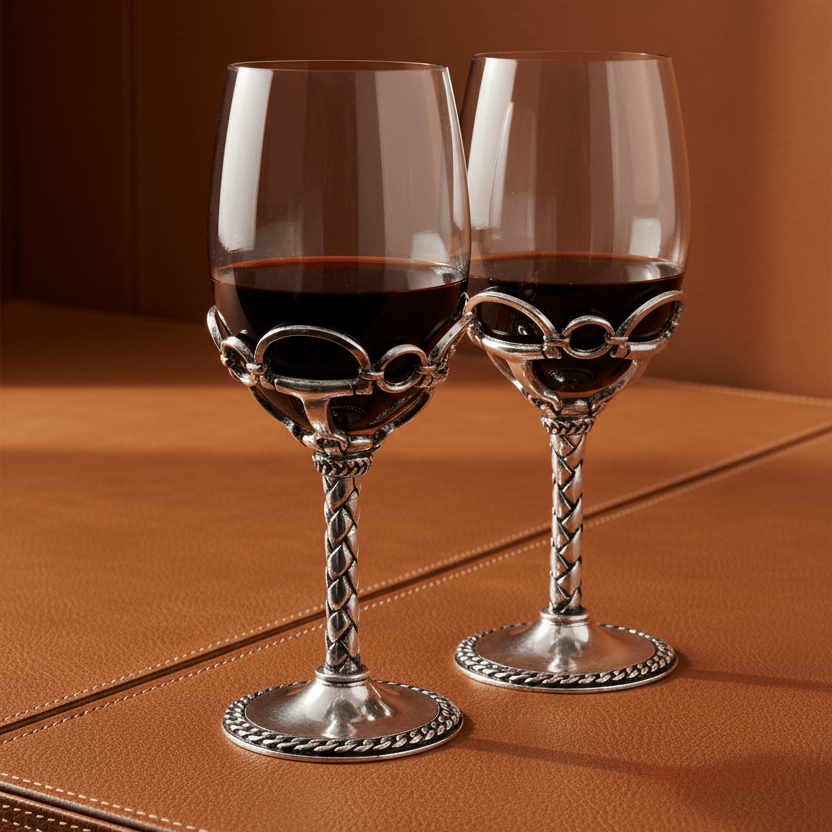 Arthur Court Equestrian Equestrian Pair of Wine Glasses