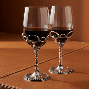 Arthur Court Equestrian Equestrian Pair of Wine Glasses