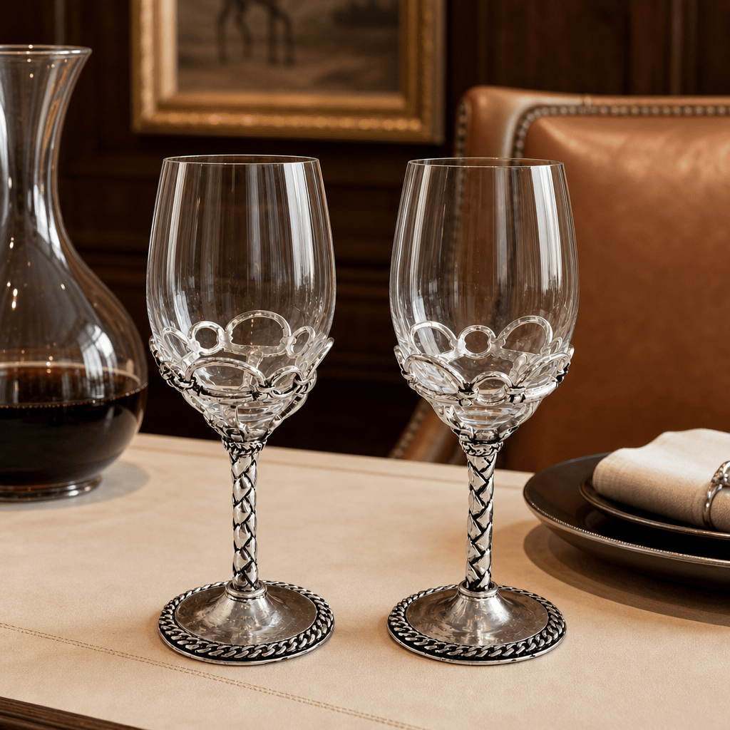 Arthur Court Equestrian Equestrian Pair of Wine Glasses