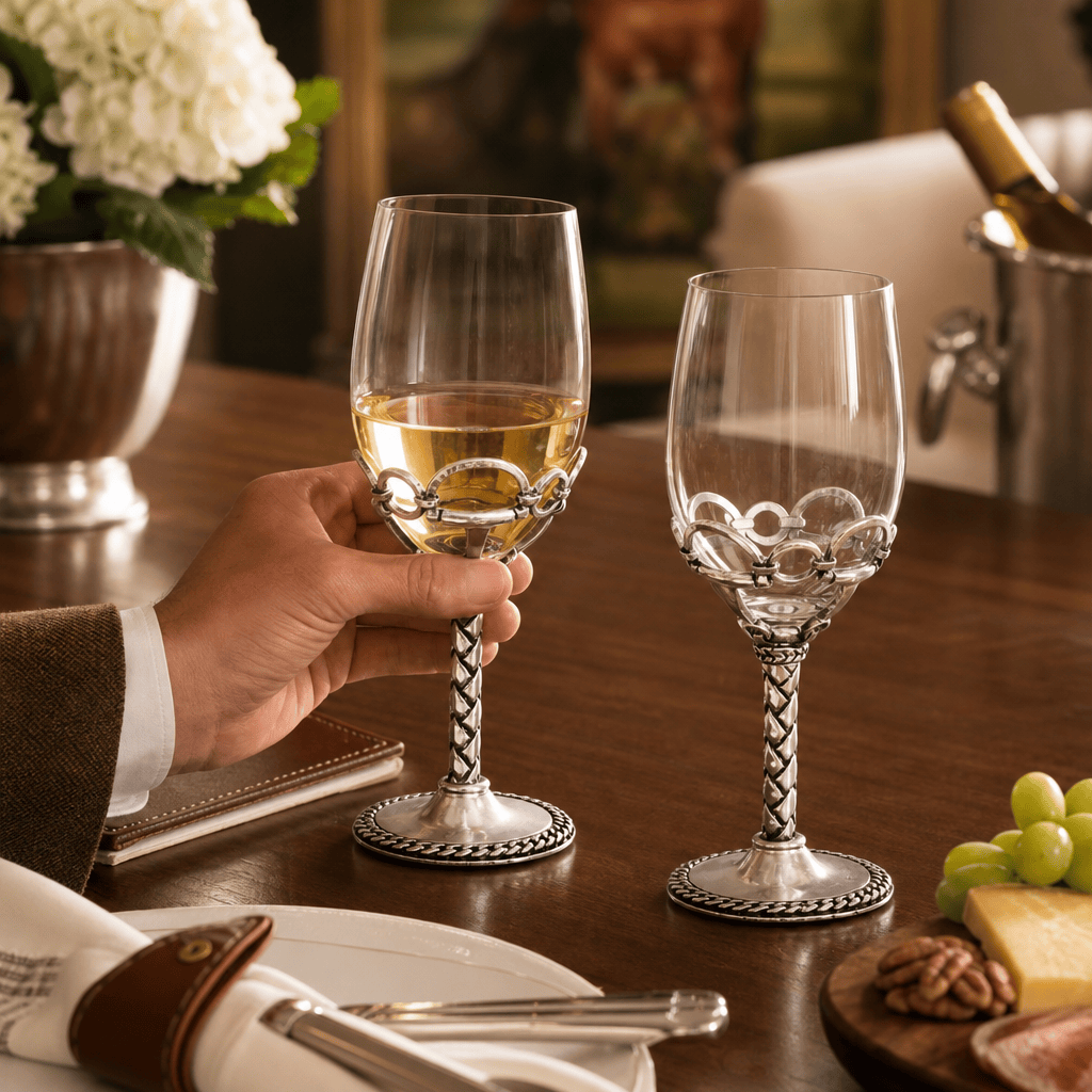 Arthur Court Equestrian Equestrian Pair of Wine Glasses