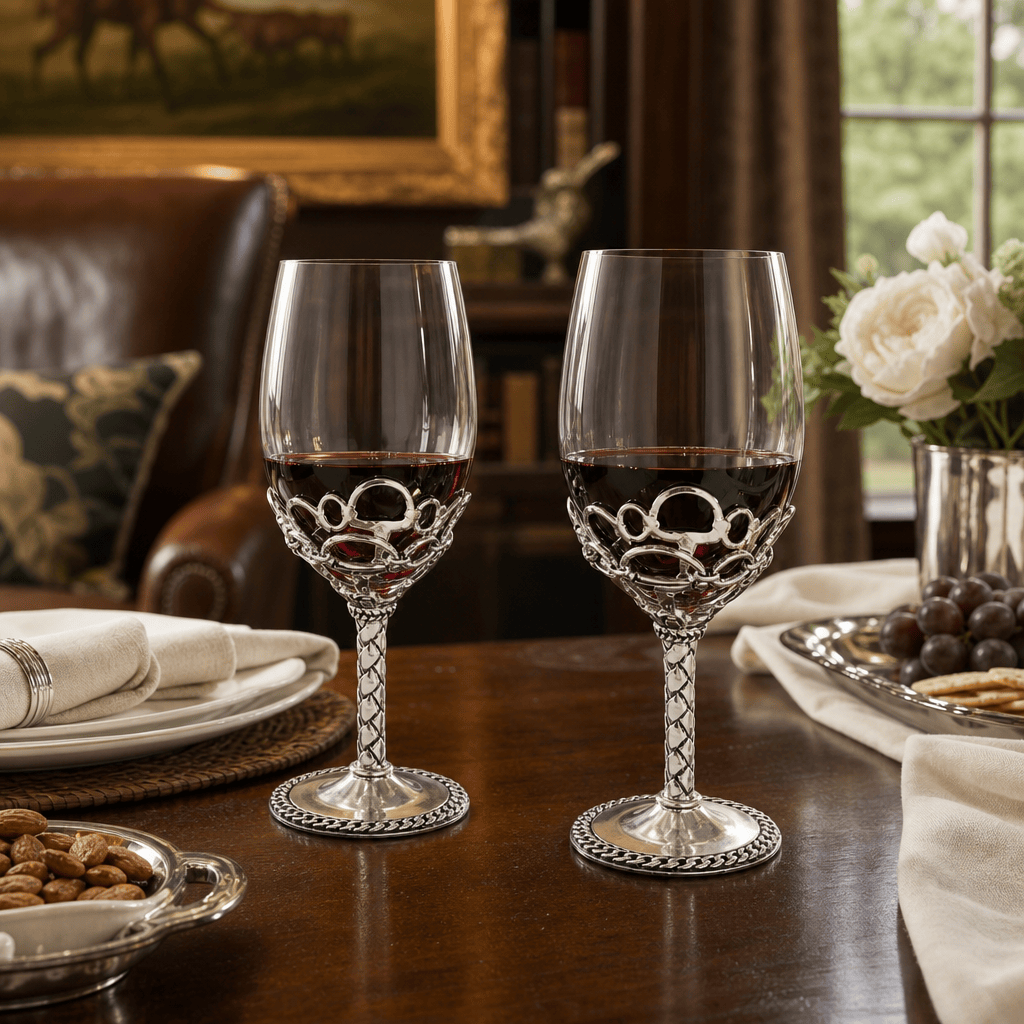 Arthur Court Equestrian Equestrian Pair of Wine Glasses