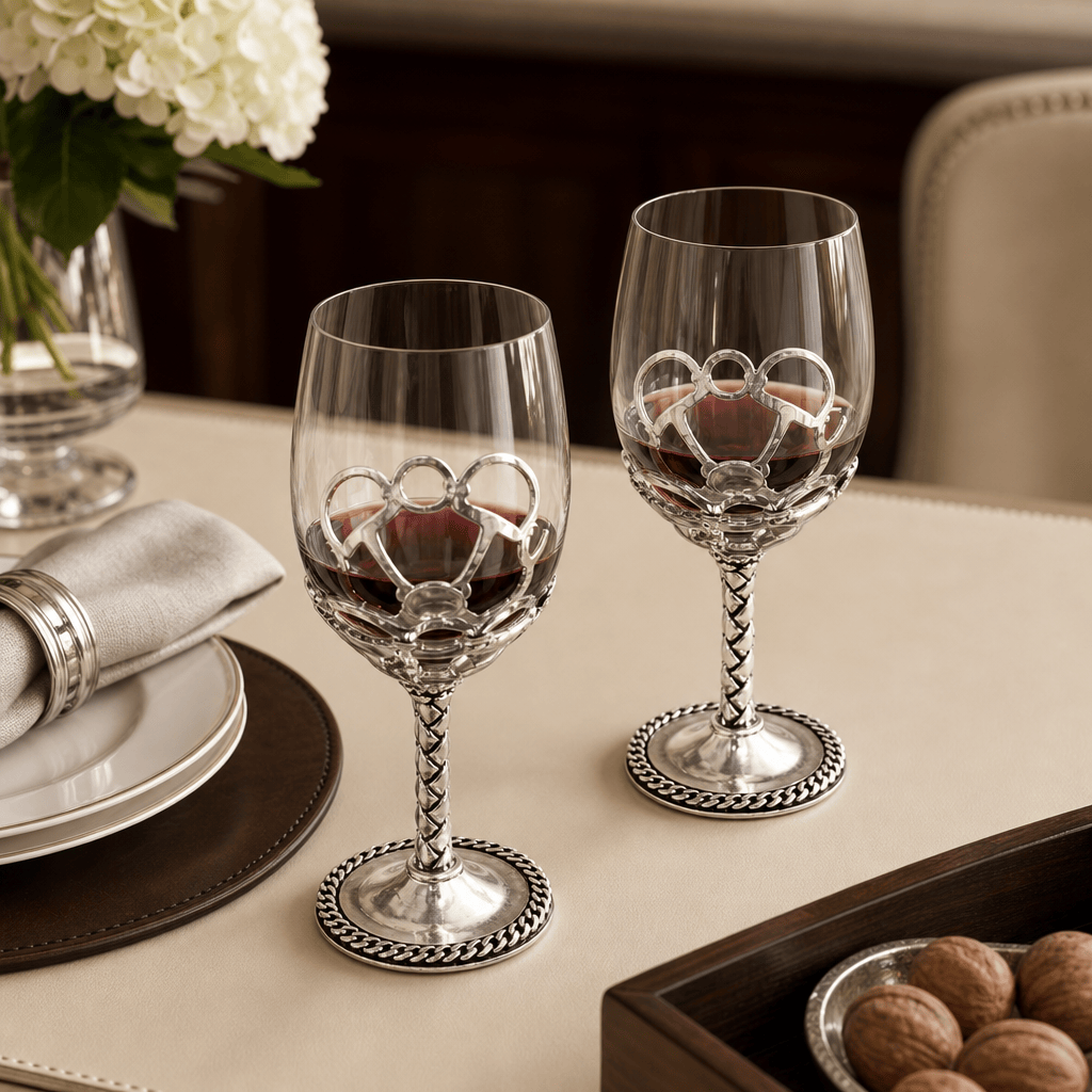 Arthur Court Equestrian Equestrian Pair of Wine Glasses