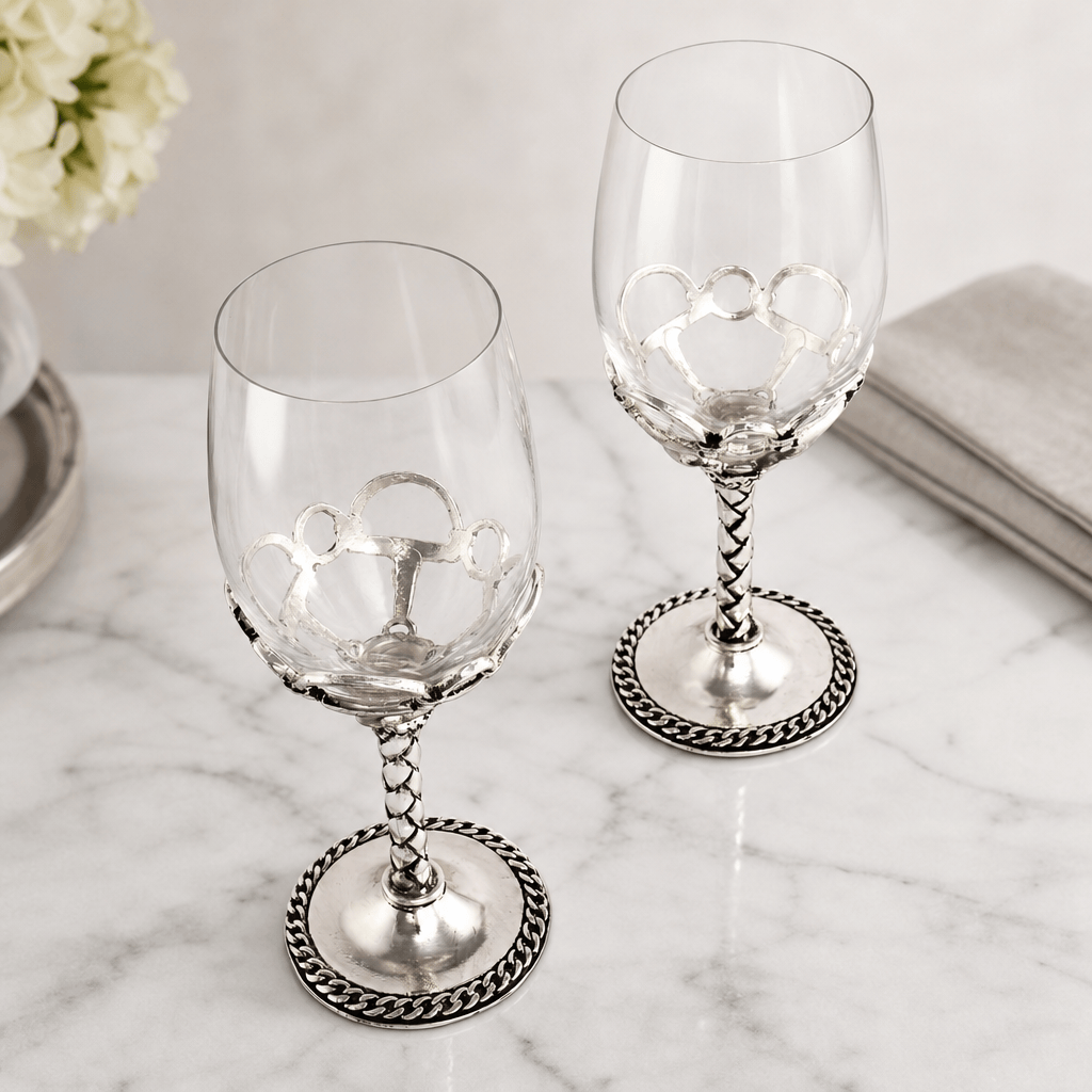Arthur Court Equestrian Equestrian Pair of Wine Glasses