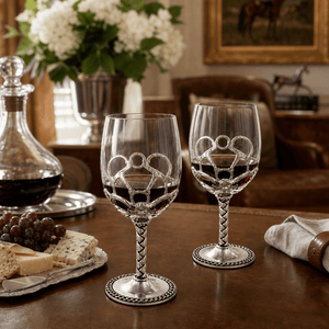Arthur Court Equestrian Equestrian Pair of Wine Glasses