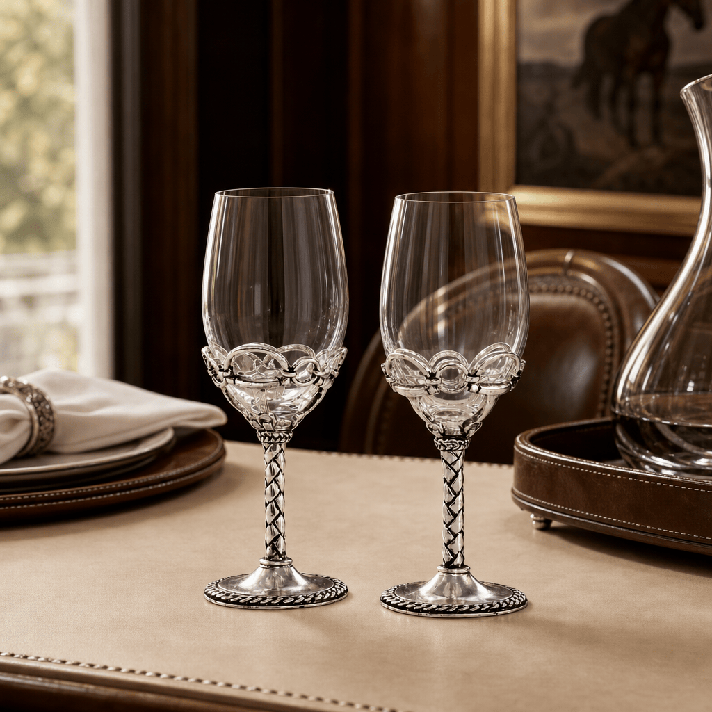 Arthur Court Equestrian Equestrian Pair of Wine Glasses