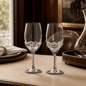 Arthur Court Equestrian Equestrian Pair of Wine Glasses