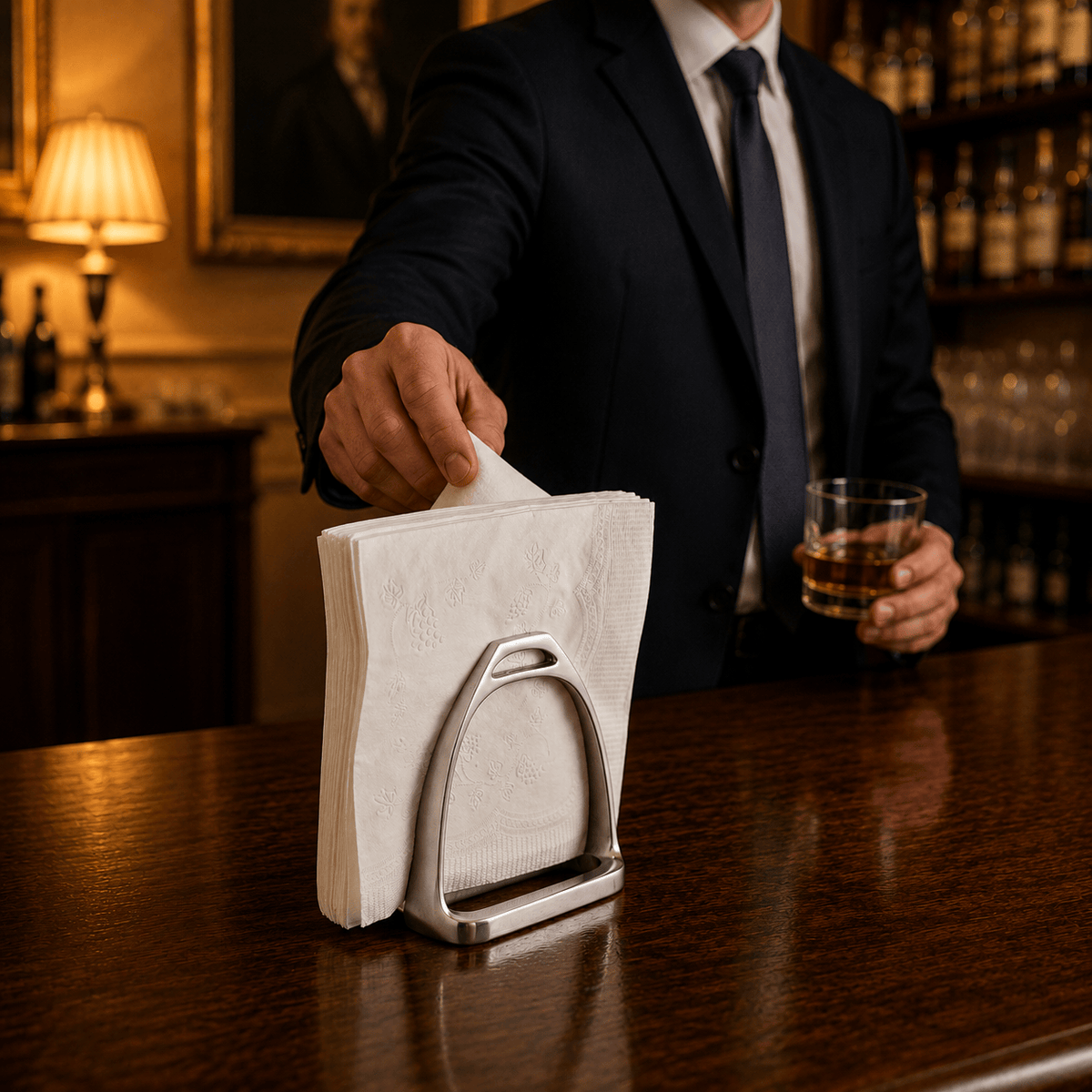 Arthur Court Equestrian Equestrian Stirrup Napkin Holder