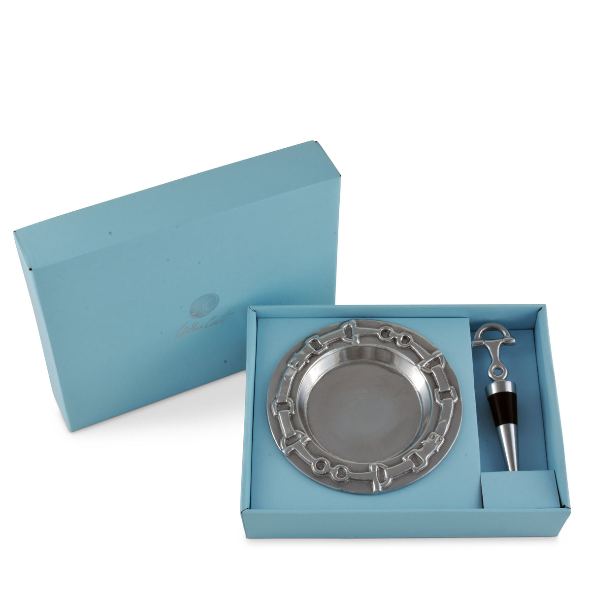 Arthur Court Equestrian Equestrian Wine Coaster and Stopper Set