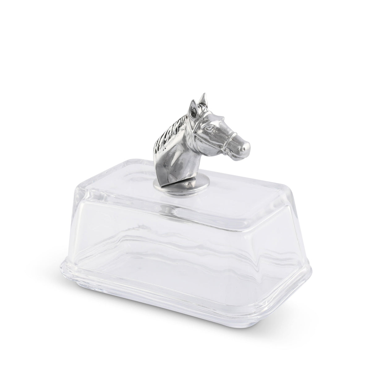 Arthur Court Equestrian Glass Butter Dish - Horse Head