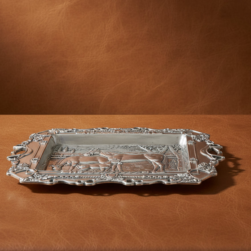 Arthur Court Equestrian Grazing Horses Parlor Tray