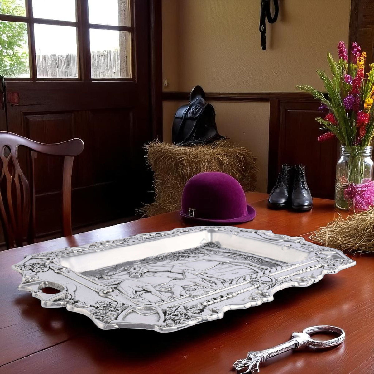 Arthur Court Equestrian Grazing Horses Parlor Tray