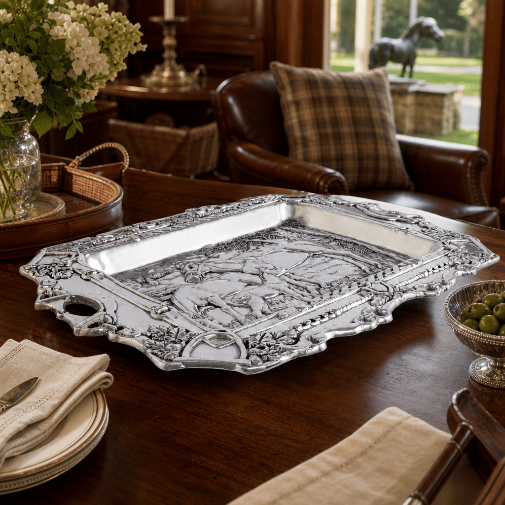 Arthur Court Equestrian Grazing Horses Parlor Tray