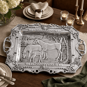 Arthur Court Equestrian Grazing Horses Parlor Tray