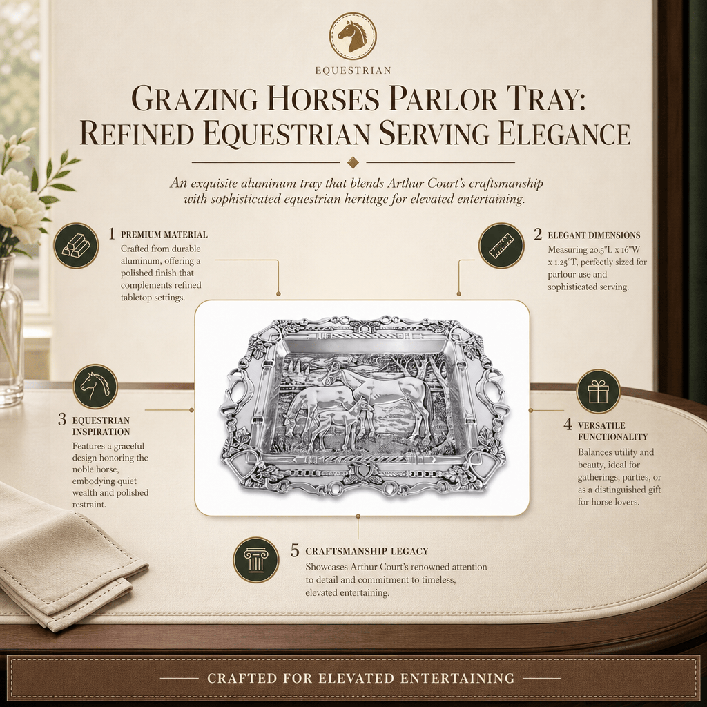 Arthur Court Equestrian Grazing Horses Parlor Tray