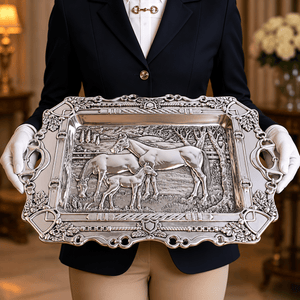 Arthur Court Equestrian Grazing Horses Parlor Tray