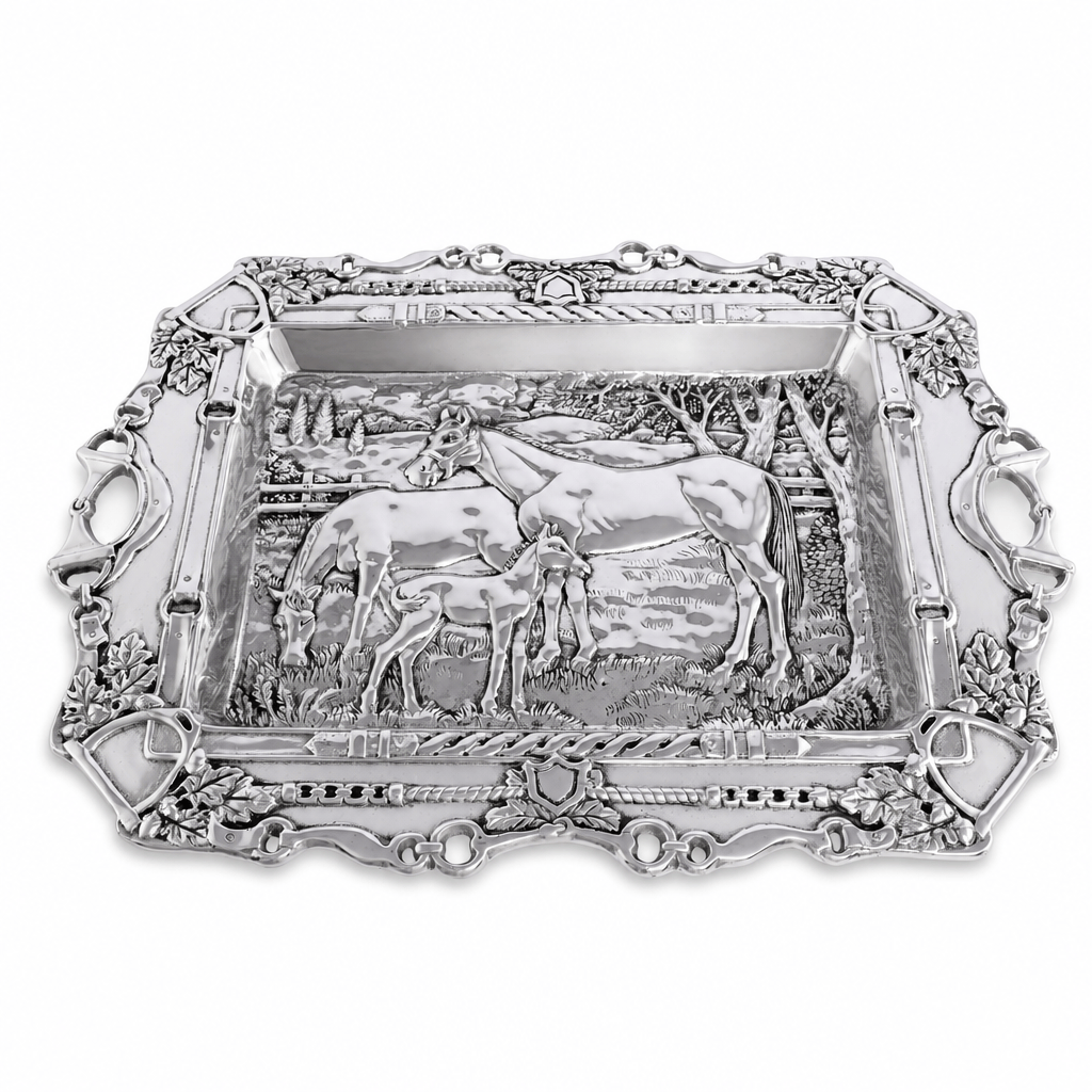 Arthur Court Equestrian Grazing Horses Parlor Tray