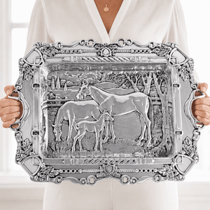 Arthur Court Equestrian Grazing Horses Parlor Tray