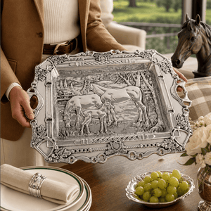 Arthur Court Equestrian Grazing Horses Parlor Tray