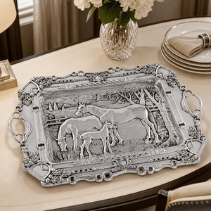 Arthur Court Equestrian Grazing Horses Parlor Tray