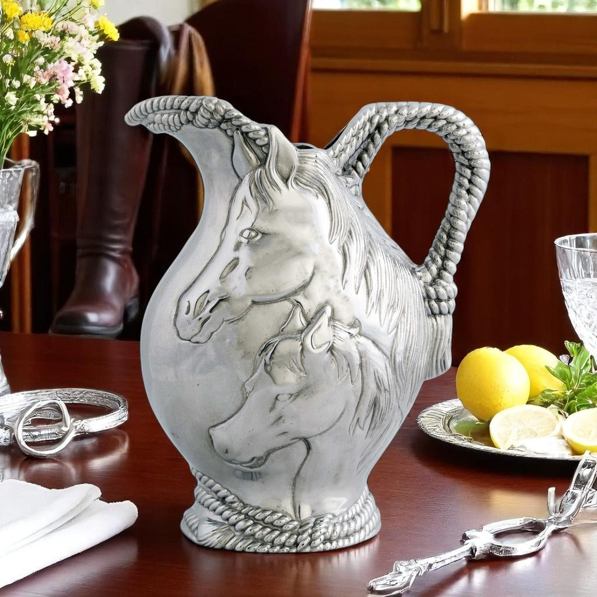 Arthur Court Equestrian Horse and Rope Pitcher