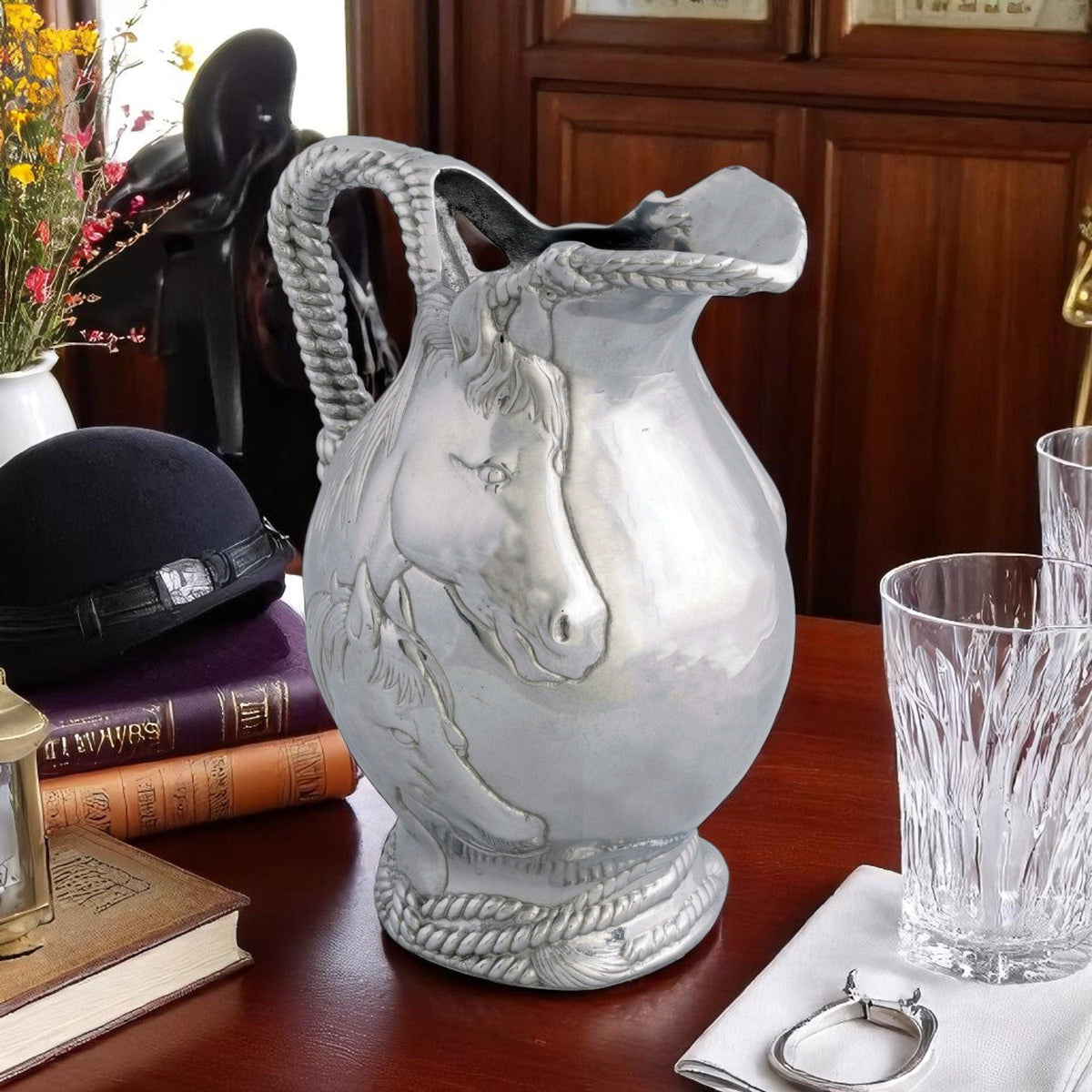 Arthur Court Equestrian Horse and Rope Pitcher