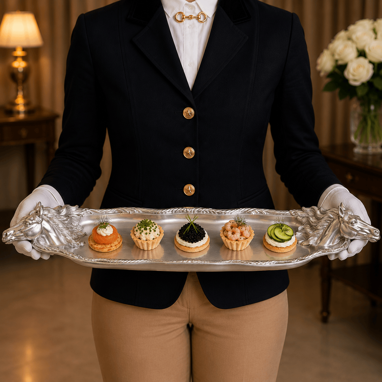 Arthur Court Equestrian Horse Centerpiece Tray
